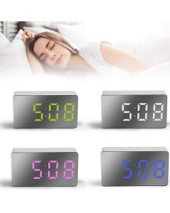 Orologio Sveglia Digitale Lcd A Specchio Datario Da Tavolo Termometro DS-3622X