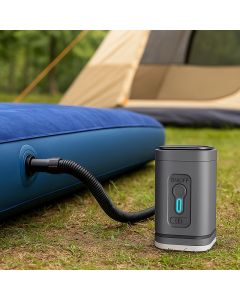 Pompa d'Aria Elettrica Portatile Wireless con Batteria Ricaricabile 1200 mAh – Mini Compressore per Materassi, Piscine, Gommoni e Campeggio con Luce LED e 5 Ugelli
