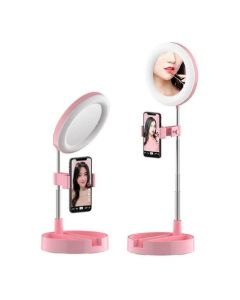 Supporto lampada ring light con specchio per make up - rosa