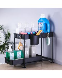 Organizzatori e contenitori per il bagno a due scomparti scorrevoli grande capacità