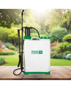 Pompa a Pressione Manuale per Giardinaggio, Serbatoio 16 Litri, Nebulizzatore a Spalla con 3 Ugelli Intercambiabili, Valvola di Sfiato, Leva Erogatrice e Tappo con Filtro