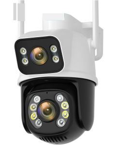 Telecamera di Sorveglianza Wi-Fi 8MP 4K Outdoor - Doppio Obiettivo, Rotazione PTZ, Tracciamento Automatico e Visione Notturna a Colori