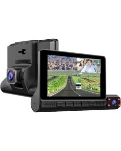 Dash Cam a Specchio con 3 Telecamere, Monitor Touch Screen da 4,0 Pollici, Registratore Video 1080P