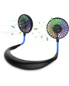 Doppio Ventilatore Portatile Usb Sport Ricaricabile Led 