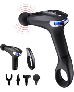 Pistola da Massaggio Muscolare a Percussione con Manico Estensibile – 9 Modalità e 4 Teste, Massaggio Profondo per Cervicale e Schiena