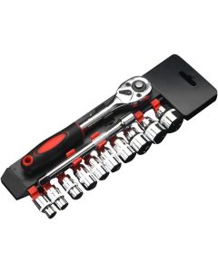 12 Pezzi Set di Chiavie 3/8" Set Cricchetto e Bussole 8mm - 19mm Inserti Esagonali 155MM Cricchetto Reversibile in Cr-V con Pulsante di Scatto Strumento di Riparazione