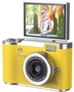 Fotocamera Digitale 4K con Zoom 8x – Compatta, 48MP, Display Flip 2,4", Video AVI, Selfie e Foto per Studenti