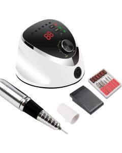 Fresa per Unghie Professionale 35000 Giri – Trapano Elettrico per Manicure e Pedicure con Pedale, Display LED, Punte e Bande Abrasive