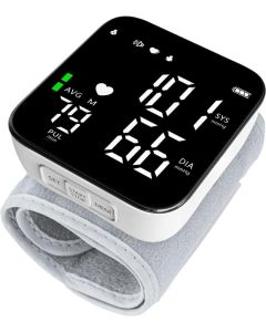 Misuratore di Pressione da Polso – Display LED HD Retroilluminato, Modalità Silenziosa, Funzione Vocale, Doppio Utente