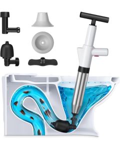 Kit Disostruzione per Scarichi a Pressione - Strumento Manuale per WC, Lavandini e Docce