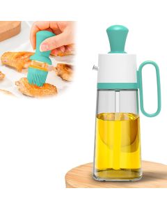 2 Bottiglie di olio in vetro con pennello in silicone 2 in 1 dosatore di olio d'oliva e aceto, per cucina, ristorante, barbecue, cottura 630 ml