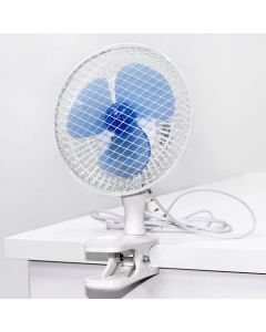 Ventilatore da tavolo con clip di fissaggio bianco