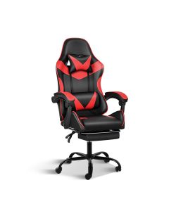 Poltrona Gaming Ergonomica Reclinabile con Poggiapiedi Estraibile, Cuscini Lombare e Cervicale, Altezza Regolabile