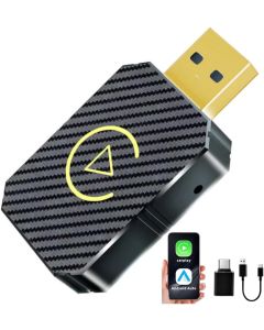 Adattatore Wireless per CarPlay e Android Auto – Da Cablato a Wireless, Plug & Play, USB-C/USB-A, Mini, Nero