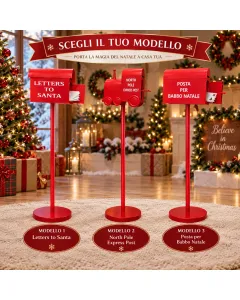 Cassetta Postale di Babbo Natale 110 cm con Piedistallo – Porta Letterine Natalizia Decorativa