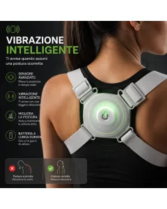 Correttore Posturale Intelligente con Sensore a Vibrazione – Supporto Schiena, Collo e Spalle Regolabile USB