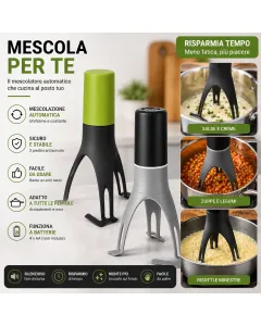 Mescolatore Elettrico Automatico per Pentole Agitatore Cucina Gira Sugo Creme Salse