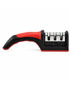 Affilacoltelli Manuale Professionale 3 Fasi con Base Antiscivolo – Affilatore per Coltelli da Cucina con Carburo, Diamante e Ceramica – Design Ergonomico Compatto