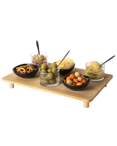  Antipastiera vassoio in bamboo con bicchieri, coppette e cucchiaini