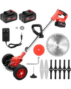 Decespugliatore a Doppia Batteria 48V Senza Fili - Tagliabordi Elettrico con Lame Intercambiabili, Testa Regolabile e Maniglia Telescopica