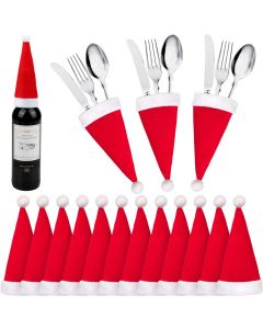 Mini cappelli di babbo natale portaposate natalizie decorazioni 10 pezzi