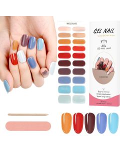 Kit Adesivi per Unghie in Gel Semipolimerizzato - 20 Strisce Autoadesive con Accessori per Manicure colorate