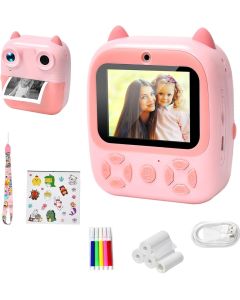 Fotocamera istantanea per bambini 48 MP doppia lente digitale 1080p con 3 rotoli di carta