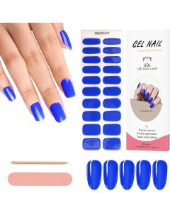 Kit Adesivi per Unghie in Gel Semipolimerizzato - 20 Strisce Autoadesive con Accessori per Manicure blu elettrico