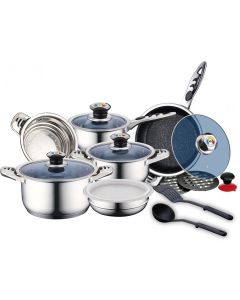 Set Batteria Pentole Royalty Line Acciaio Inox RL-16RGNM 16 Pezzi