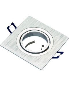 Portafaretto Quadrato Orientabile Satinato Supporto Per Faretti 50 Mm Da Incasso Con Portalampada Gu10