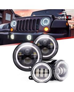 2x 60w 7" Rotondo Faro a Led Abbaglianti Anabbaglianti Fari Luce a Led Fuoristrada Lampada Proiettori Fanale Fari Antinebbia