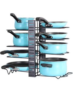 Organizzatore per Pentole e Padelle con 8 Livelli, Supporti Regolabili per Coperchi e Design Personalizzabile