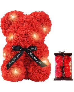 Orsetto di rose con fiocco e led idea regalo san valentino fidanzati