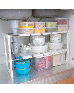 Cestello per lavandino a mensole per la parte inferiore del lavandino regolabile estensibile multiuso per cucina o bagno