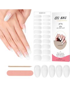 Kit Adesivi per Unghie in Gel Semipolimerizzato - 20 Strisce Autoadesive con Accessori per Manicure bianco solido