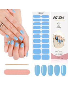 Kit Adesivi per Unghie in Gel Semipolimerizzato - 20 Strisce Autoadesive con Accessori per Manicure cielo blu