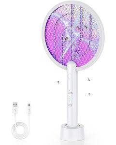 Racchetta zanzare elettrica 3000v racchetta antizanzare con usb ricaricabile e led 2 in 1