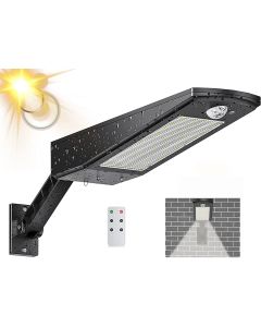 Lampione solare da esterno 30w, faro led 48led 4500mah con sensore di movimento crepuscolare, illuminazione esterna con staffa regolabile e telecomando luce fredda