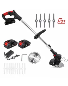 Decespugliatore a Batteria 48V con 2 Batterie – Motore 800W, Fino a 20.000 giri/min, Asta Telescopica Regolabile