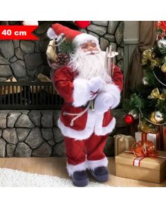 Babbo Natale Classico 40cm In Plastica Vestiti In Tessuto Decorazione Natalizia