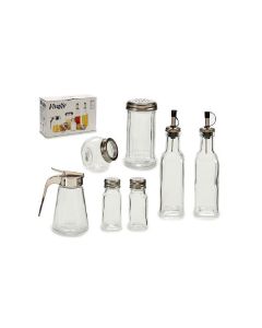 Set 7 pezzi contenitori in vetro per cucina Olio, Aceto, Sale, Pepe, Spezie Organizer Cucina