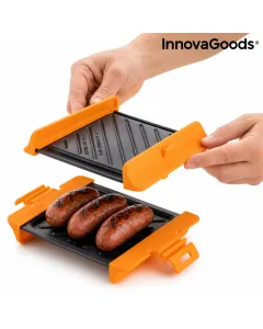 InnovaGoods Grillet Grill per Microonde – Piastra Antiaderente per Panini, Carne e Verdure, Grill Compatto con Chiusura di Sicurezza, Lavabile in Lavastoviglie