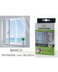 Zanzariera per finestre fissa universale chiusura strappo adesivo nera 130x150