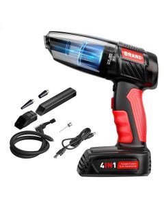 Aspirapolvere portatile auto 4 in 1 compressore gonfiatore soffiatore torcia LED wireless