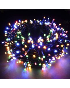 Catena Natale 100 led luci multicolor cavo nero 10 m