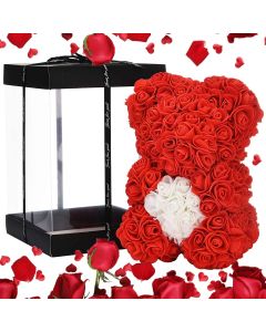 Orso di Fiori Artigianale - Simbolo d'Amore per Eventi Indimenticabili (rosso)
