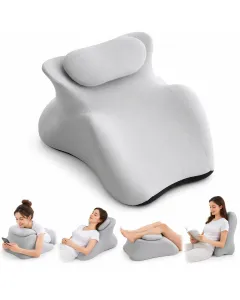 Cuscino ergonomico multifunzionale 4 in 1 per collo, schiena e gambe – Cuscino sagomato avvolgente con poggiatesta removibile e fondo antiscivolo