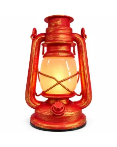 Lanterna Natalizia Vintage Rossa con Luce Calda LED – Decorazione di Natale per Casa, Vetrine, Negozi ed Eventi Ø15 x 25 cm