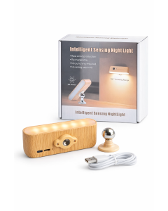 Lampada da Lettura in Legno con Sensore, Base Magnetica Rotante, Ricaricabile USB-C, Dimmerabile