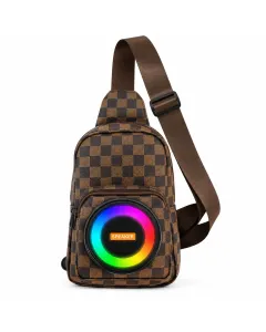 Borsello a Tracolla con Speaker Bluetooth Integrato e Luci RGB – Zaino Monospalla Regolabile con Altoparlante, Borsa Crossbody Uomo per Viaggio, Mare e Tempo Libero